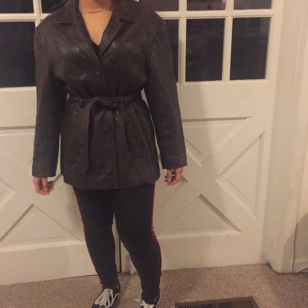 Brown leather jacket